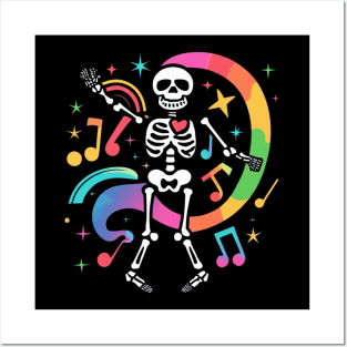 Dancing Skeleton Rainbow Posters and Art